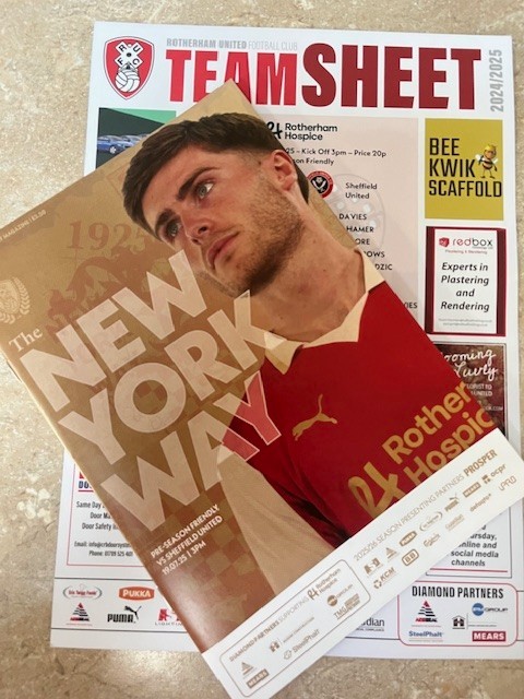 ROTHERHAM UNITED V SHEFFIELD UNITED - FRIENDLY - TEAM SHEET/PROGRAMME  19.07.25 for sale on Ebay