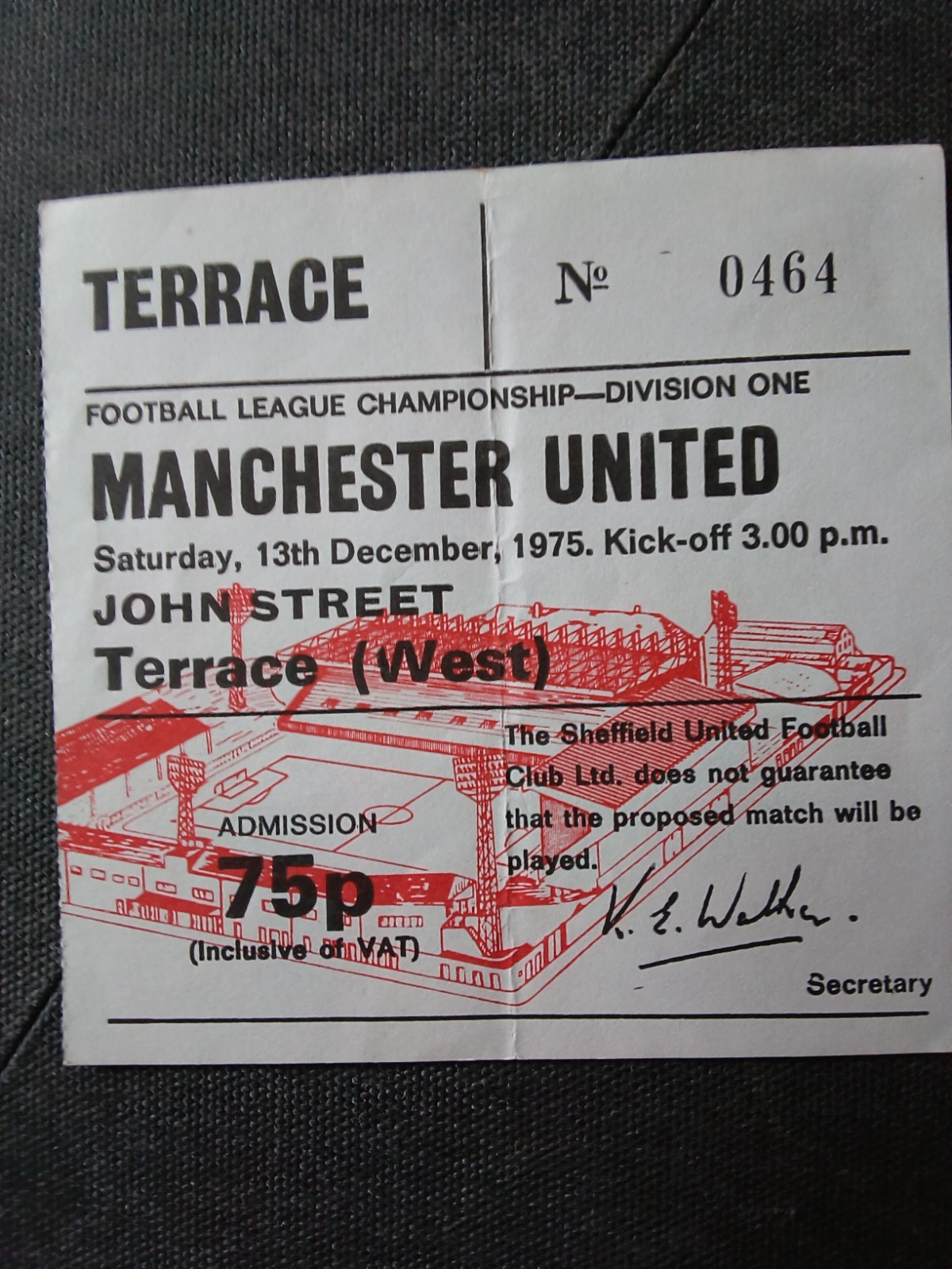 Sheffield United v Manchester United 1975/76 ticket for sale on Ebay