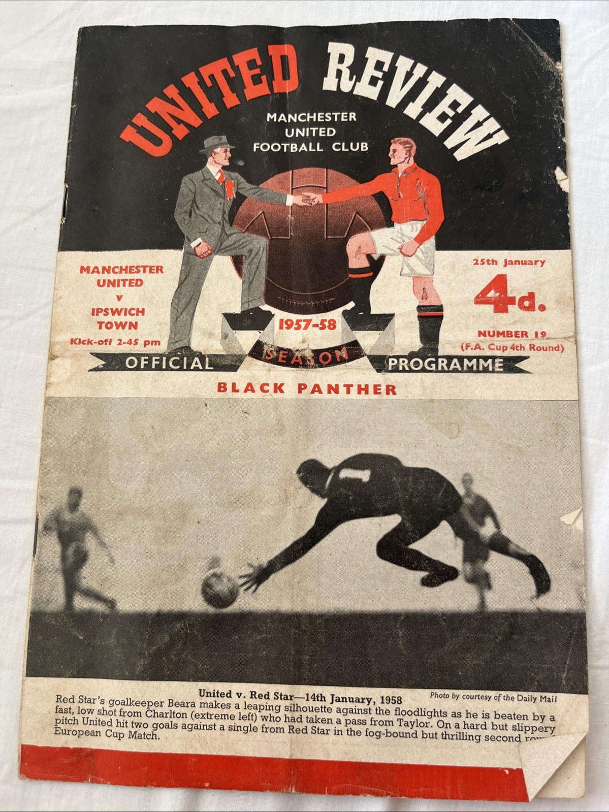 United Review Manchester United vs Ipswich 57-58 last home game before Munich  for sale on Ebay
