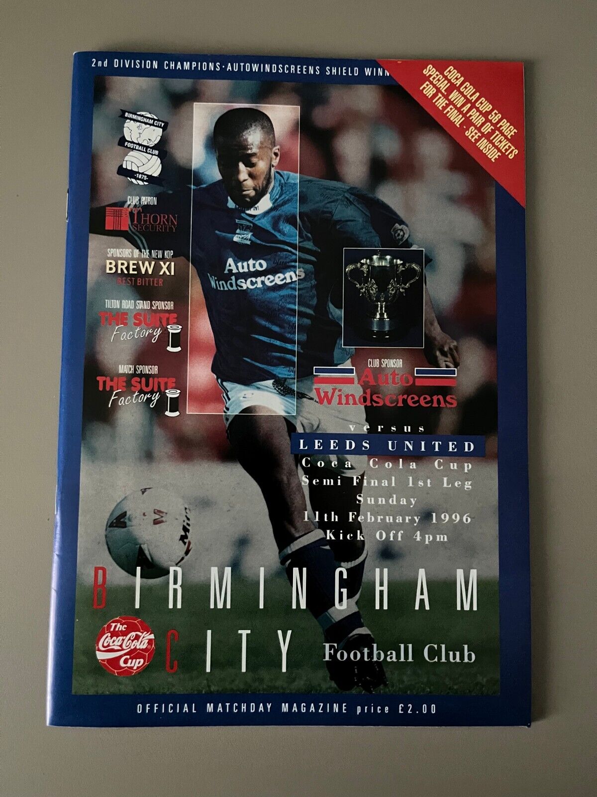 1996 League Cup Semi Final - Birmingham City vs Leeds United for sale on Ebay