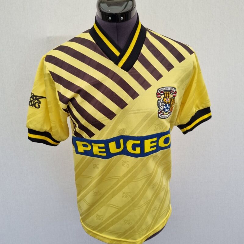 Vintage Original Asics Coventry City Football Shirt 1989 1991 Away Yellow Top S for sale on Ebay