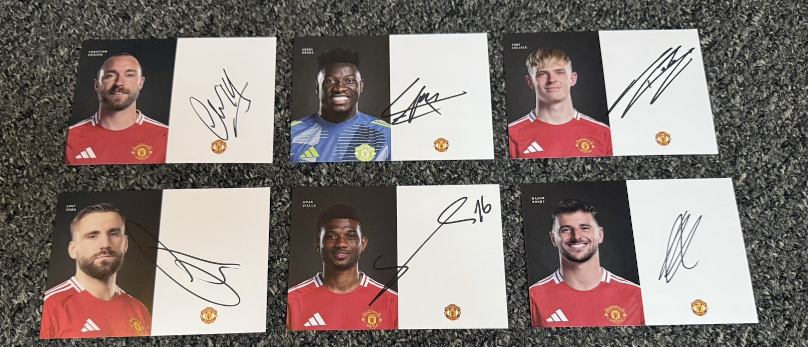 Manchester United Hand Signed 24/25 club cards official onana mount x 6 Cards!!! for sale on Ebay