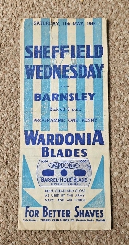 Sheffield Wednesday V Barnsley 1946 With Autographs for sale on Ebay