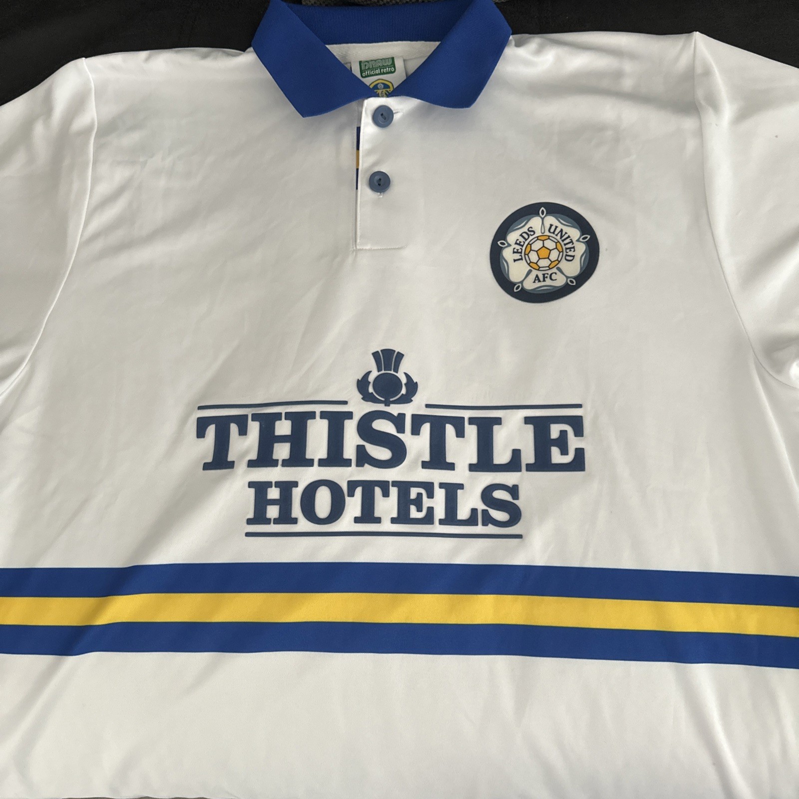 Leeds United 1994 Home Shirt Replica Score Draw, Size L for sale on Ebay