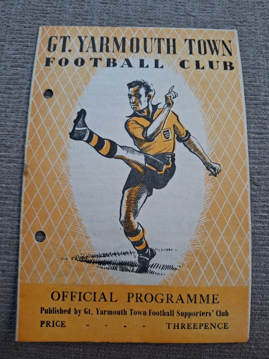 Great Yarmouth Town v Tottenham 'A' programme.  30/10/1954 for sale on Ebay
