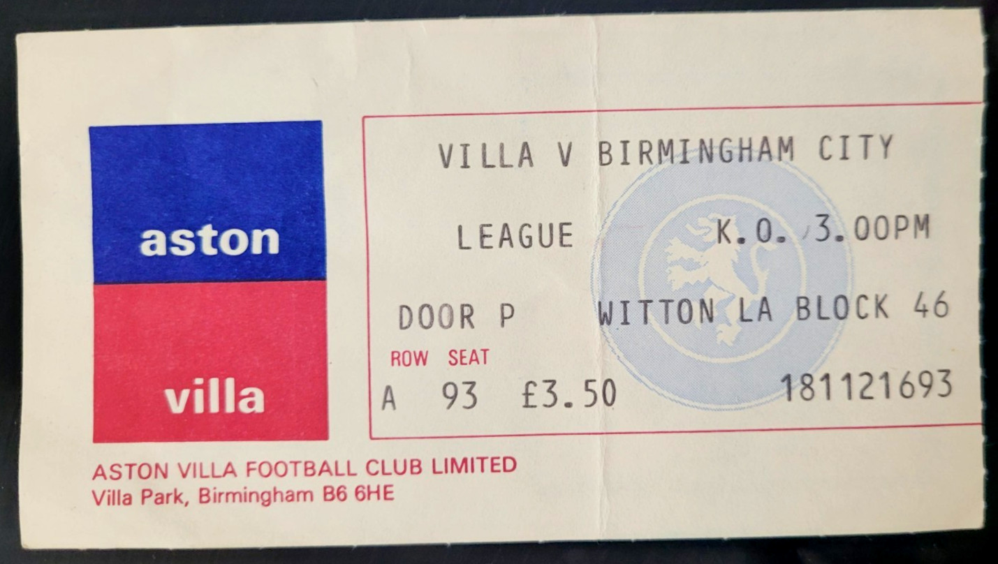 13 December 1980 ASTON VILLA v BIRMINGHAM CITY, Match TICKET! for sale on Ebay