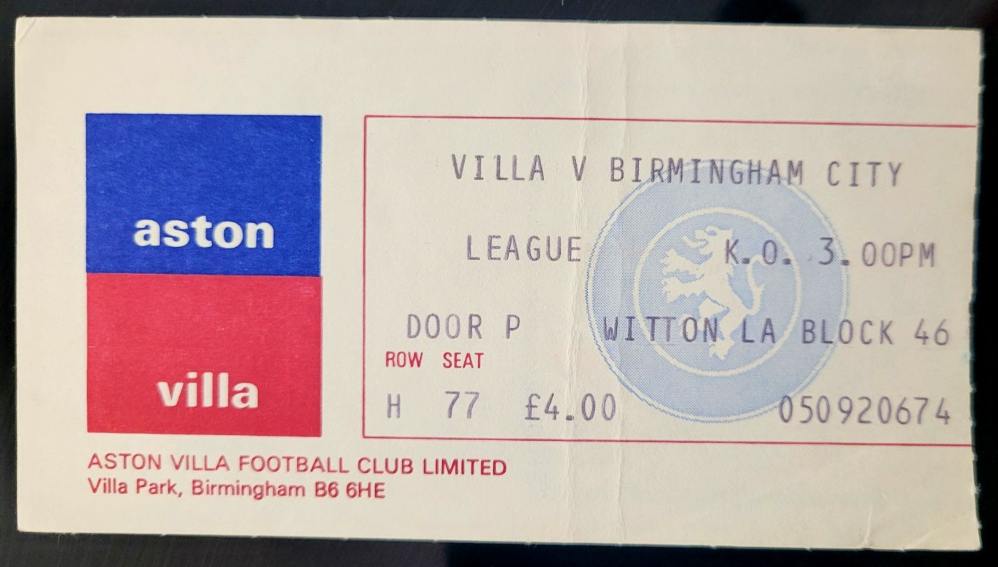 26 September 1981 ASTON VILLA v BIRMINGHAM CITY, Match TICKET! for sale on Ebay