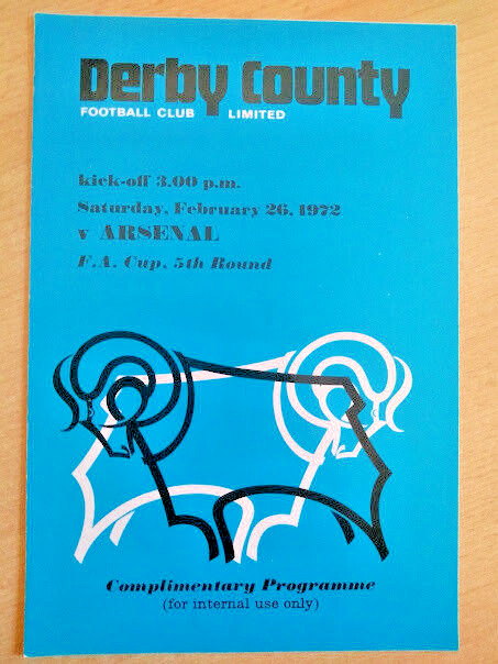 DERBY COUNTY VIP DIRECTORS COMPLIMENTARY 4 PAGE PROGRAMME v ARSENAL FAC 26/2/72 for sale on Ebay