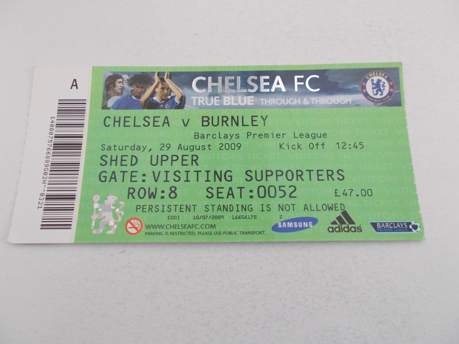 TICKET  Chelsea  v  Burnley  09/10  Premier League for sale on Ebay