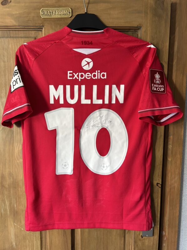 Wrexham AFC Paul Mullin SIGNED 2022/23 Match Player Issue FA Cup Home Shirt for sale on Ebay