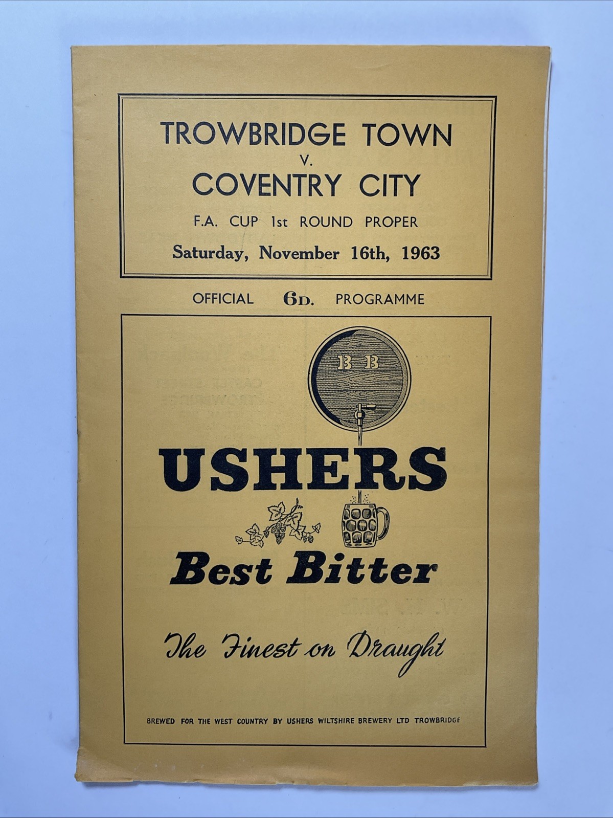 Trowbridge Town v Coventry City;  FA Cup 1st Round, 16th November 1963 for sale on Ebay