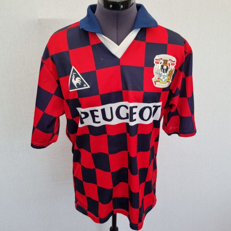 Vintage Le Coq Sportif Coventry City Football Shirt 1996 Away Top Red Checks M for sale on Ebay