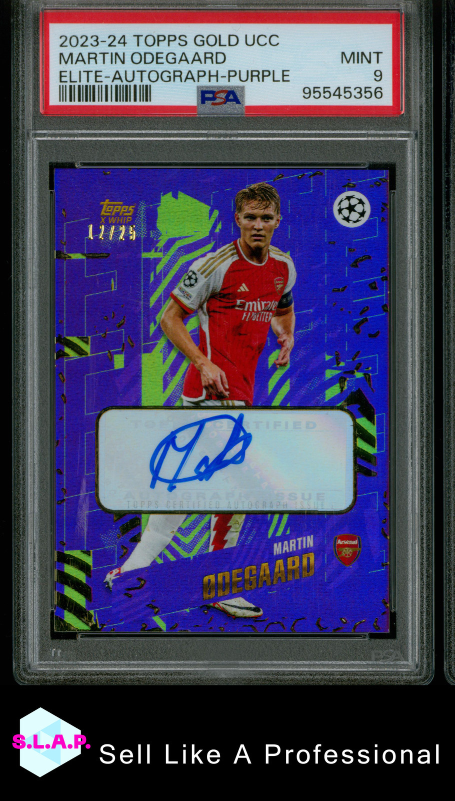 MARTIN ODEGAARD AUTOGRAPH TOPPS 12/25 2023/24 GOLD UCC ARSENAL FC ENGLISH PSA 9 for sale on Ebay