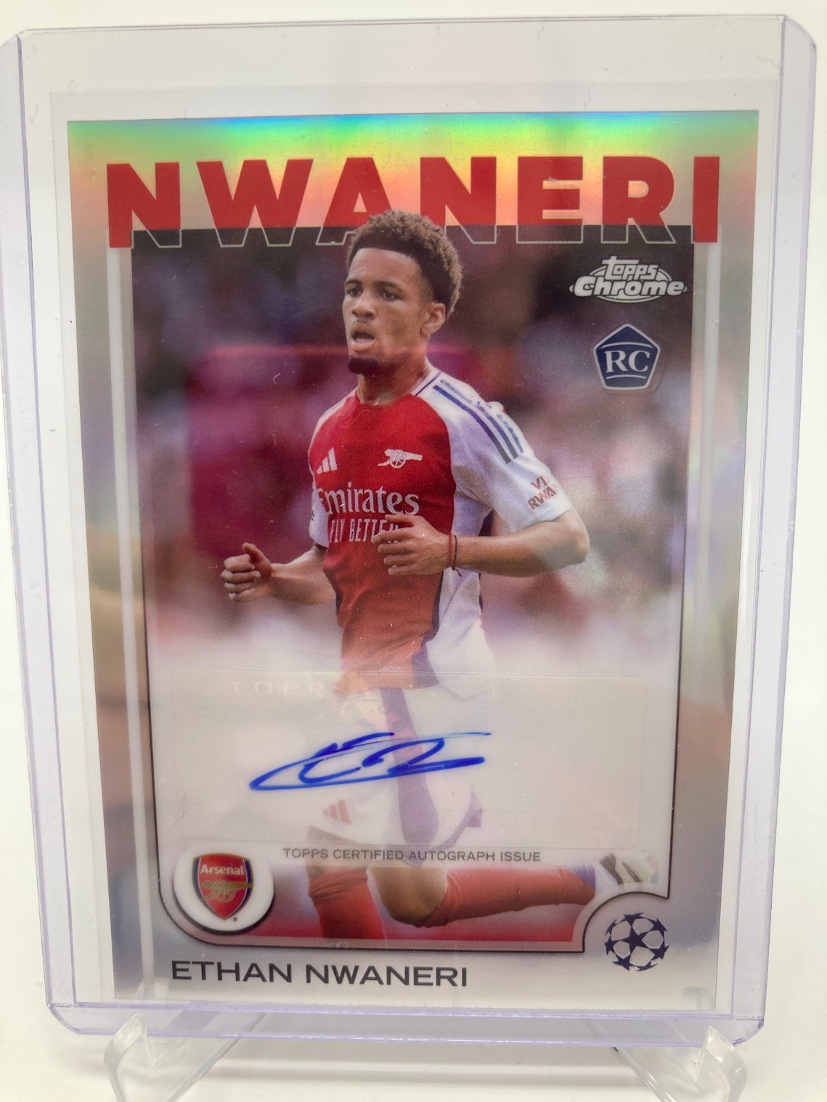 TOPPS CHROME  24/25 ETHAN NWANERI ARSENAL AUTO BASE. for sale on Ebay