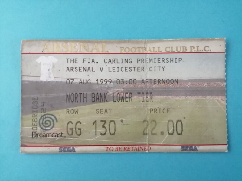 1999/00 Arsenal v Leicester City - Thierry Henry Debut Match Ticket - 7th Aug for sale on Ebay