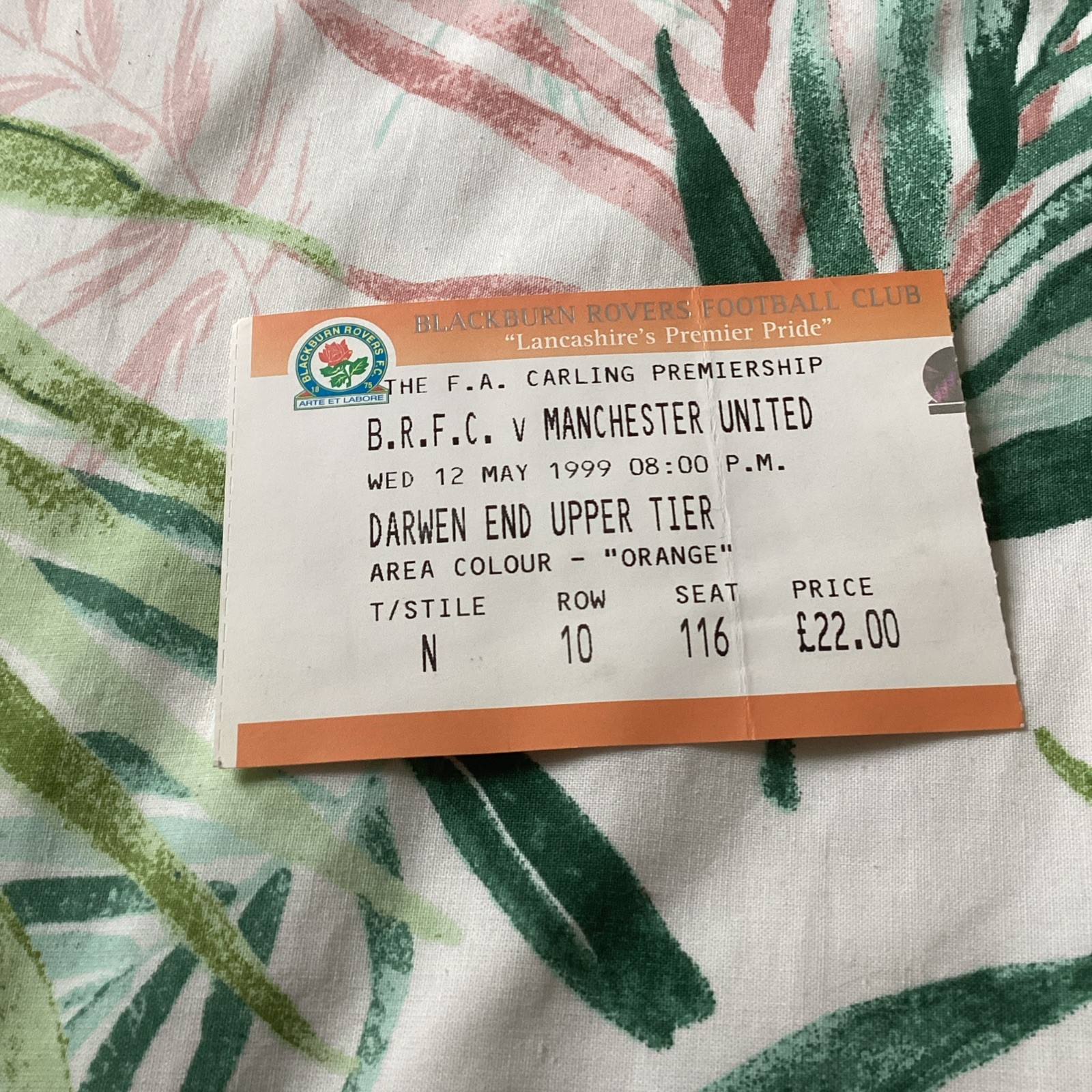 Blackburn Rovers v Manchester United 1998/99 Match Ticket for sale on Ebay