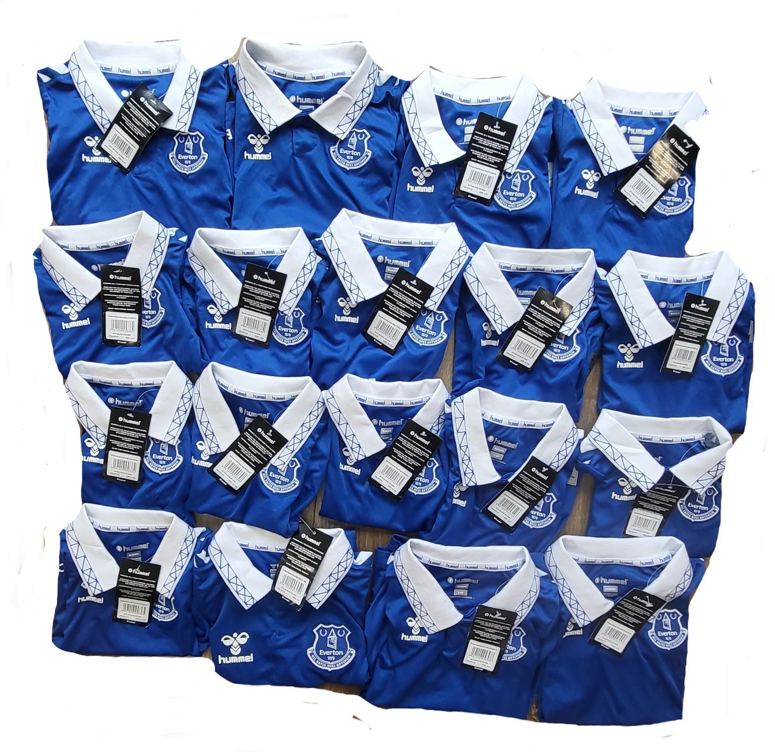 EVERTON Football Shirt JOB LOT X 18 Kids Boys Infants Bundle HUMMEL for sale on Ebay