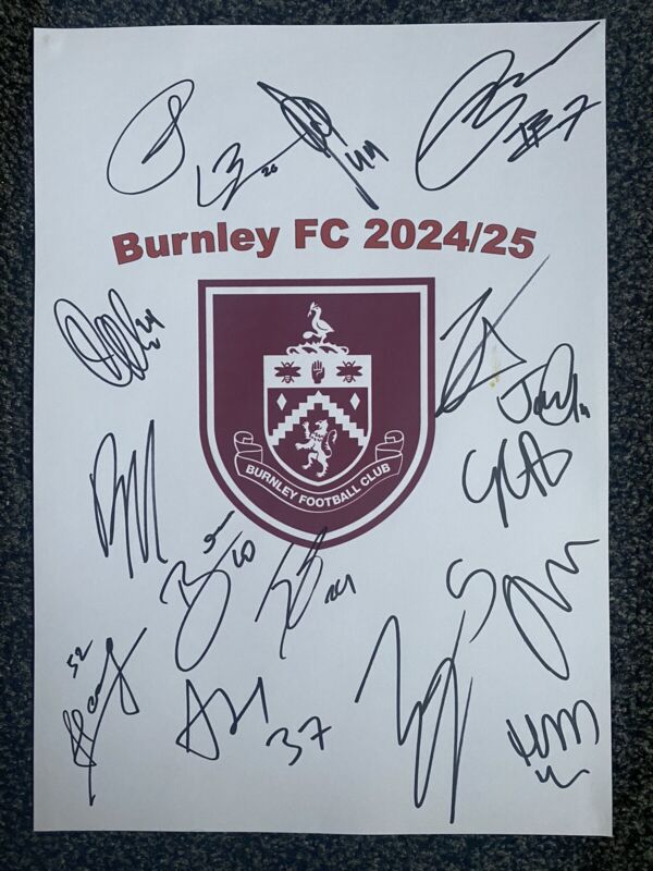 Burnley Football Club 2024/25 Season Hand Signed A4 Autograph Sheet,Esteve for sale on Ebay