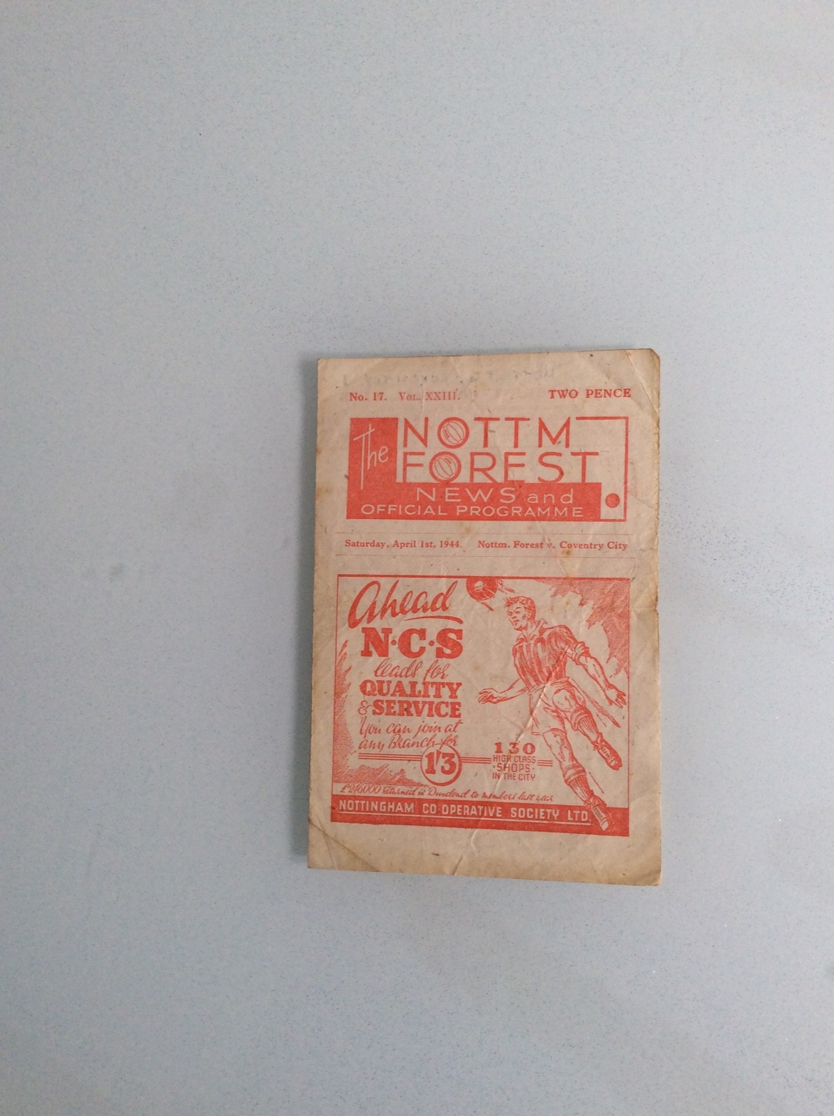 NOTTINGHAM FOREST V COVENTRY CITY 01.01.1944 LEAGUE GAME for sale on Ebay