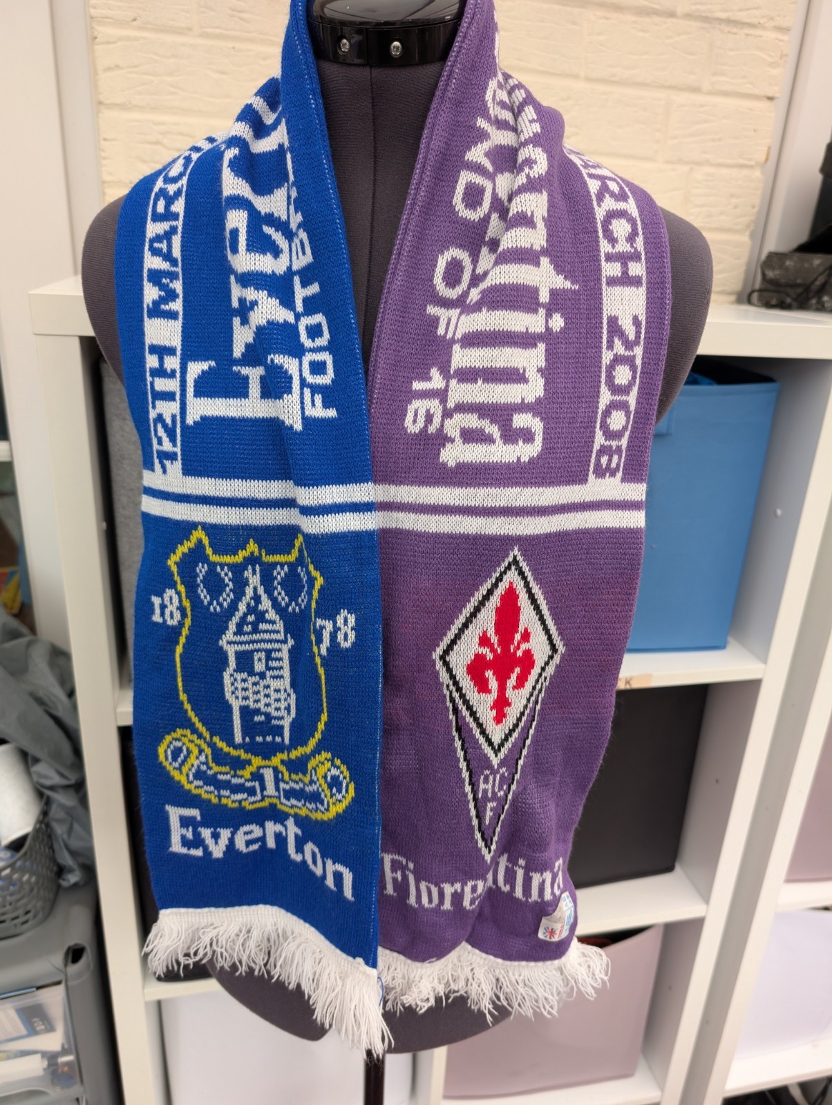 Everton FC vs Fiorentina 2008 Europa Football Scarf  (Not Shirt) Toffees EFC for sale on Ebay