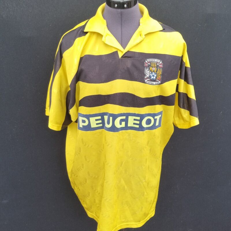 Vintage Original Asics Coventry City Football Shirt 1991 1992 Away Yellow Top L for sale on Ebay