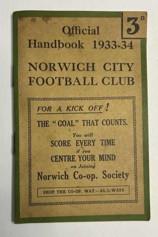 Norwich City Official Handbook 1933-34 for sale on Ebay
