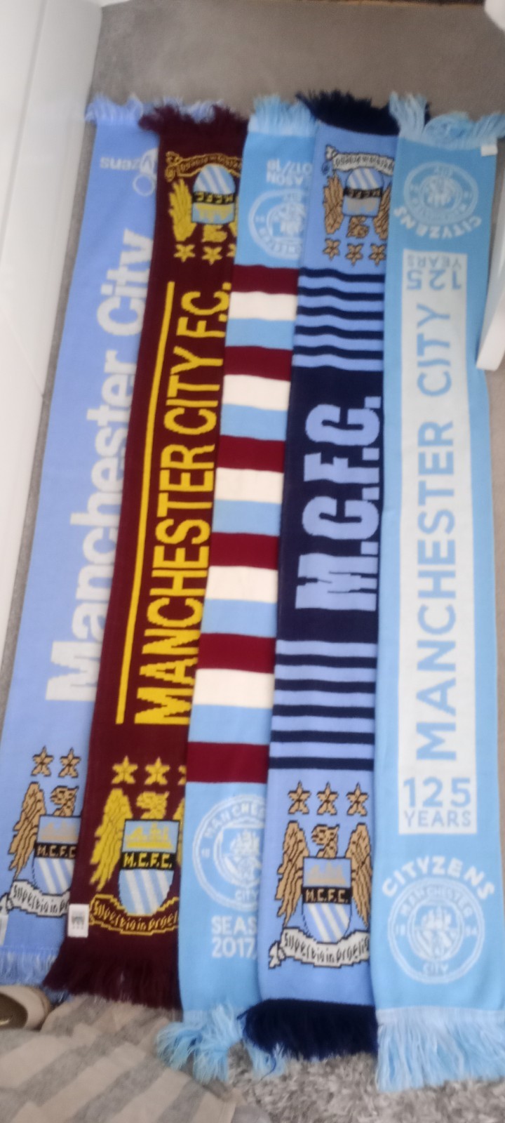5 X Manchester City Football Scarf Bundle VGC for sale on Ebay
