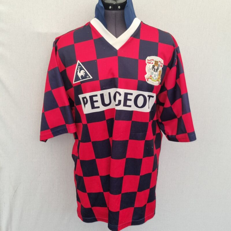 Vintage Le Coq Sportif Coventry City Football Shirt 1996 Away Top Red Checks XL for sale on Ebay