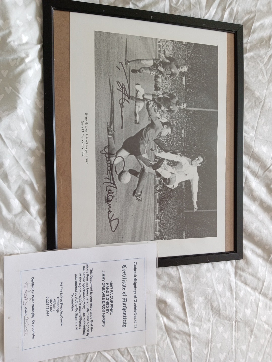 Jimmy Greaves Tottenham & Ron Harris Chelsea Signed 16 X 12 Photo Framed Coa for sale on Ebay
