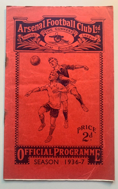 1936/37 Arsenal v West Bromwich Albion League Division 1 for sale on Ebay