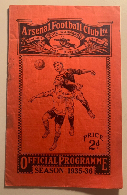 1935/36 Arsenal v West Bromwich Albion League Division 1 for sale on Ebay
