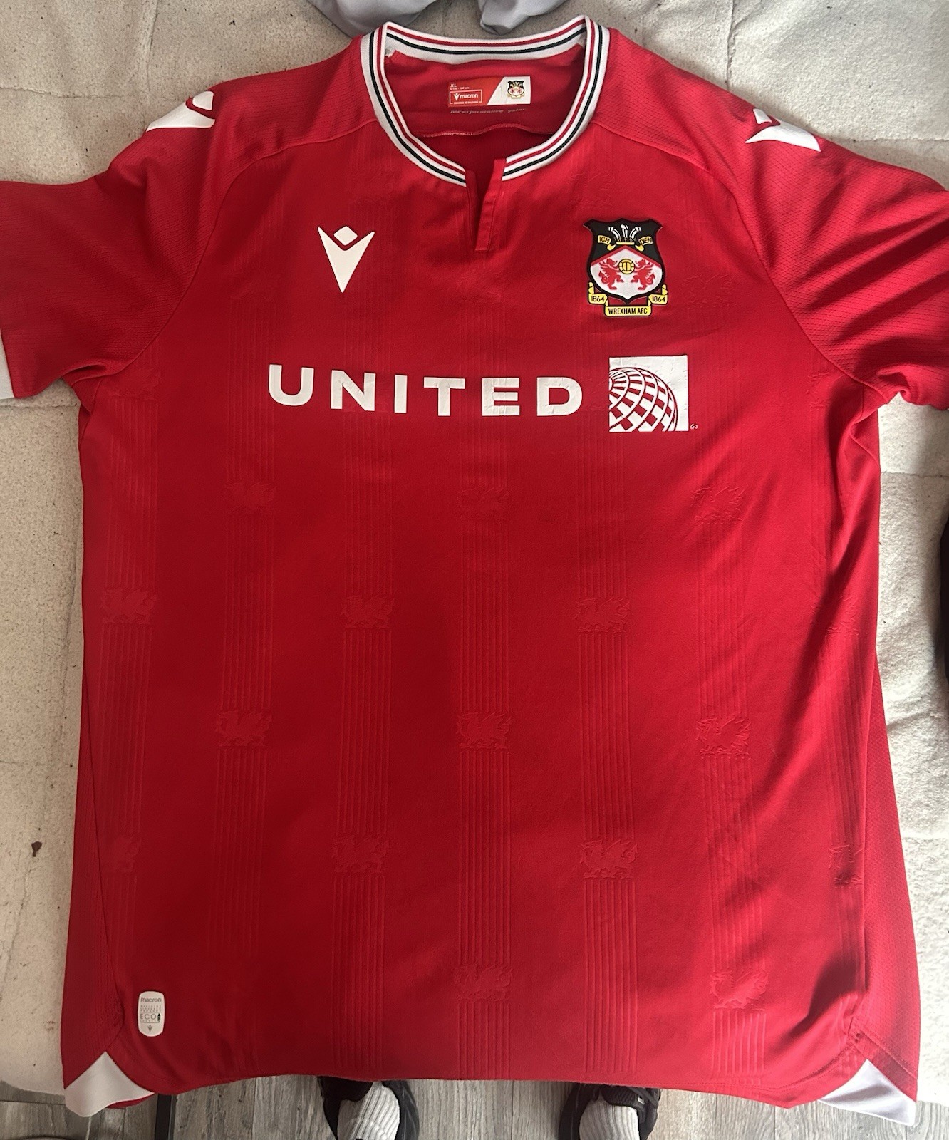 Wrexham AFC 2023/2024 Home Shirt Macron, XL for sale on Ebay