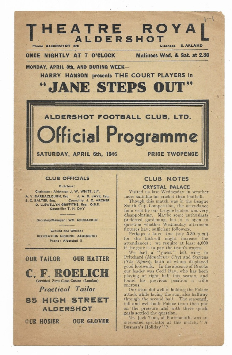 1945/46 Division 3 South Cup - ALDERSHOT v. TORQUAY UNITED for sale on Ebay