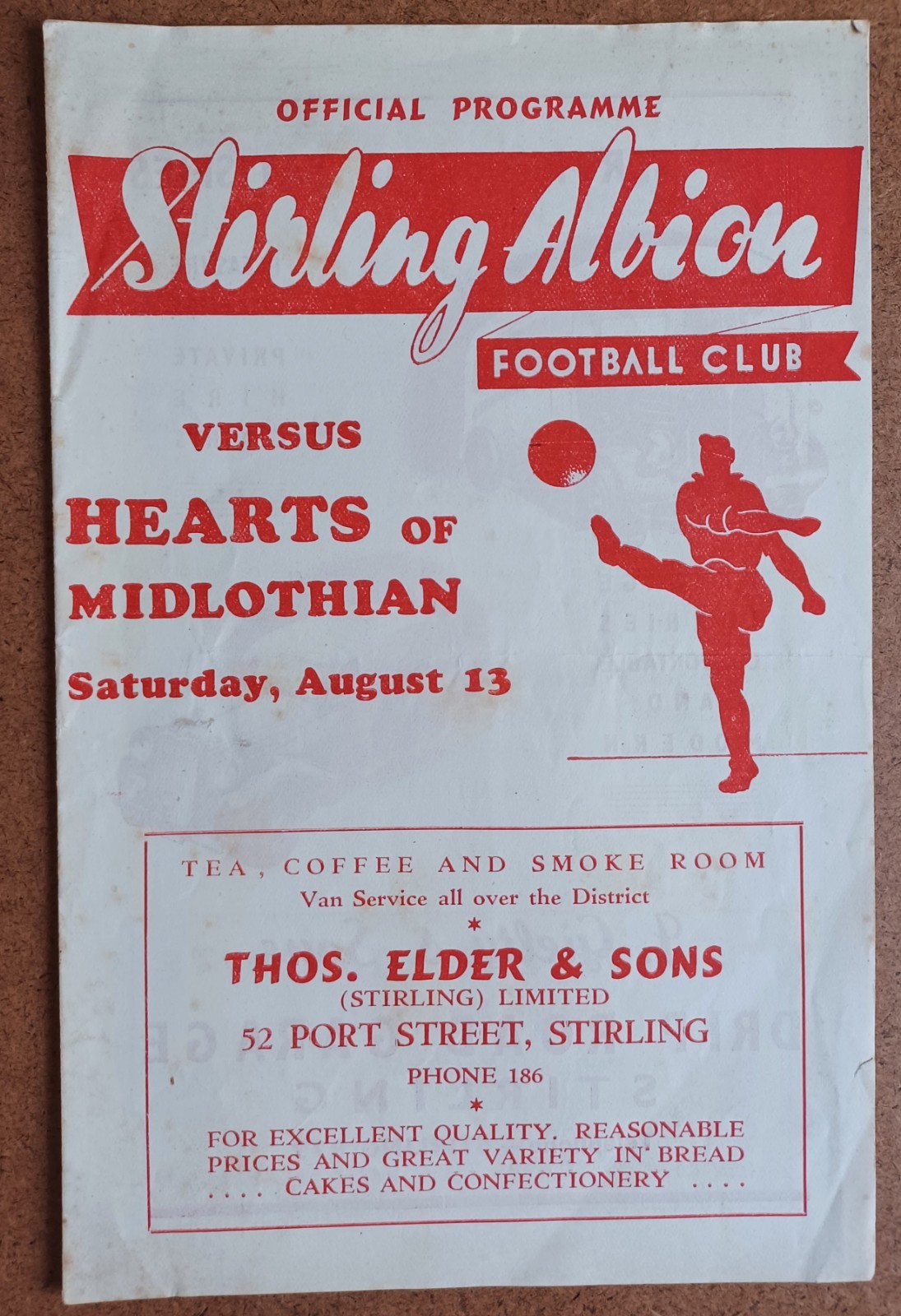 1949/50  STIRLING ALBION v HEARTS OF MIDLOTHIAN  SCOTTISH LEAGUE CUP  13/08/1949 for sale on Ebay
