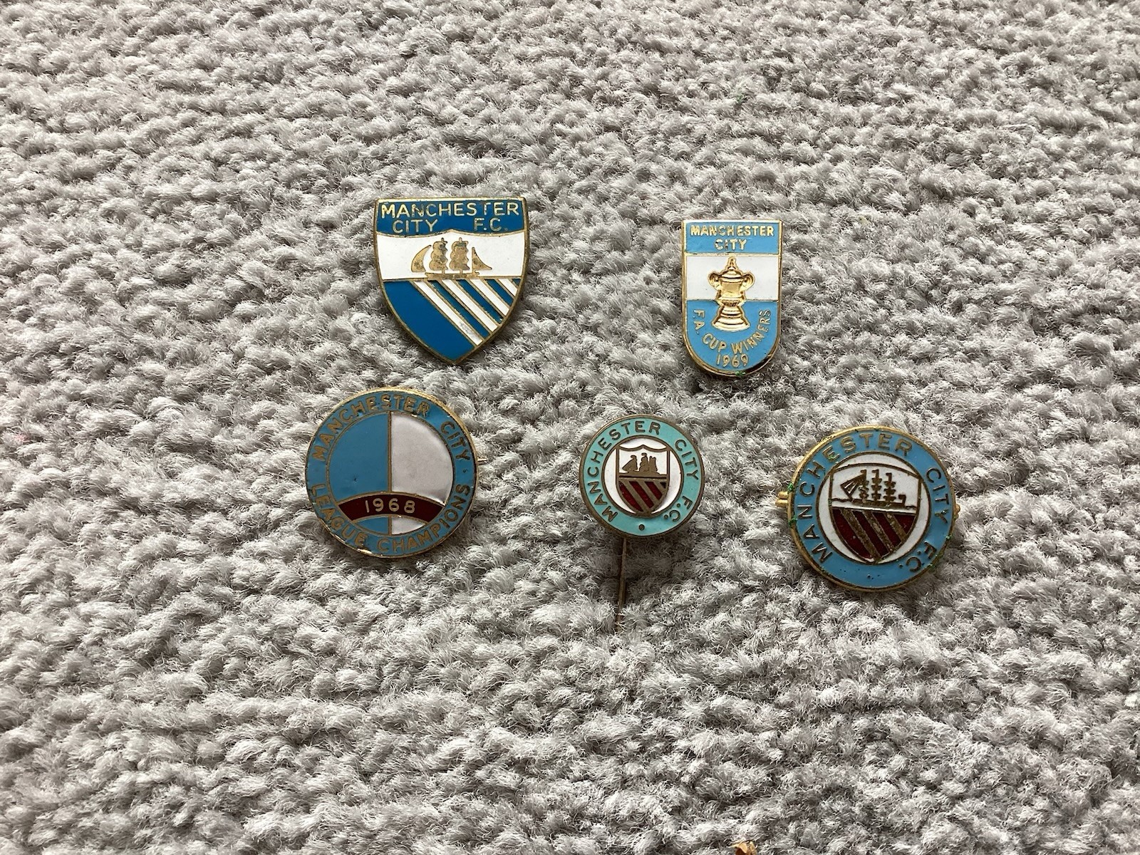 Manchester City Vintage Enamel Pin Badges X 5 for sale on Ebay