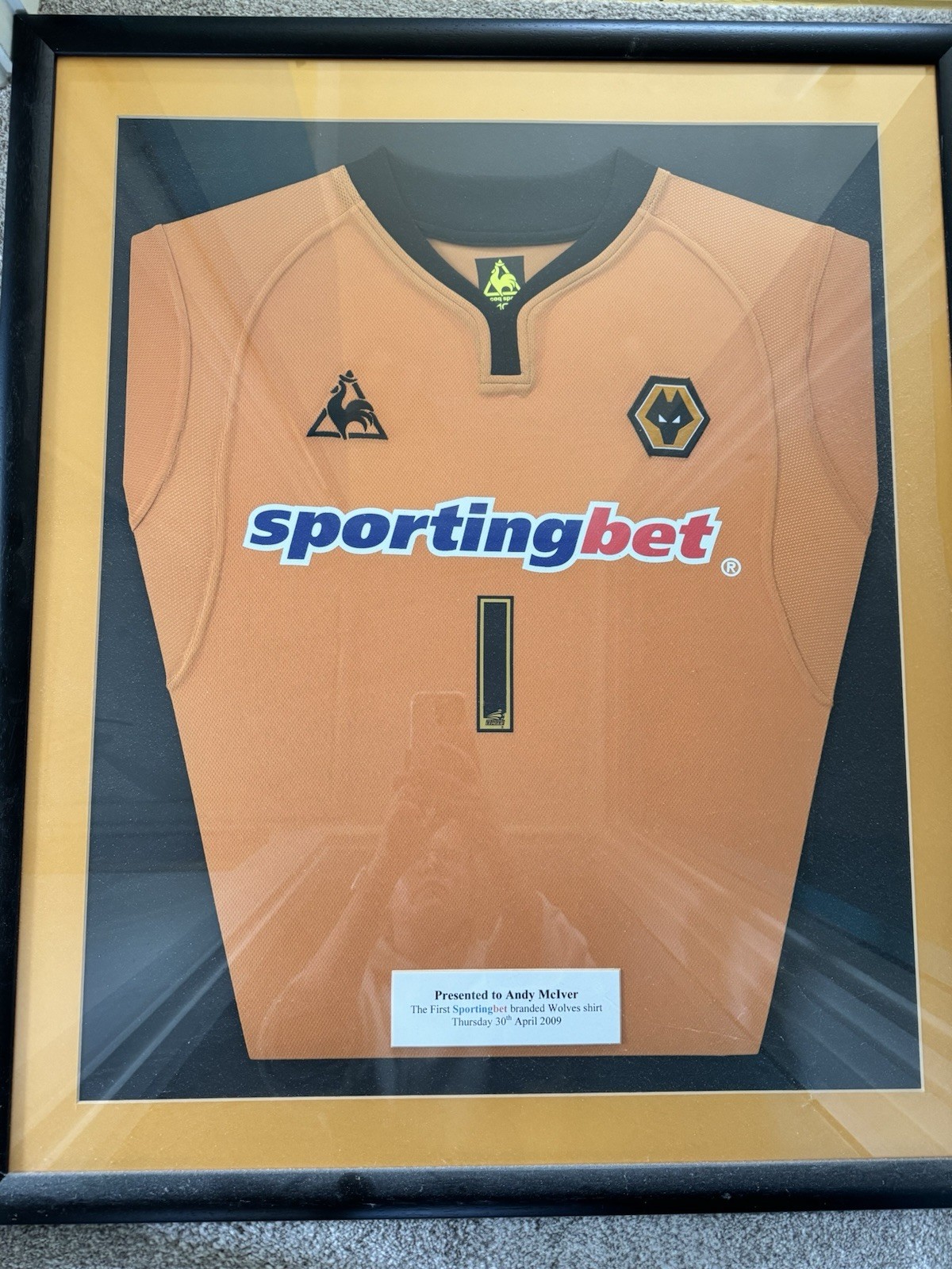 The First Sportingbet Branded Wolves Top April 2009 Framed (approx 25x25 inches) for sale on Ebay