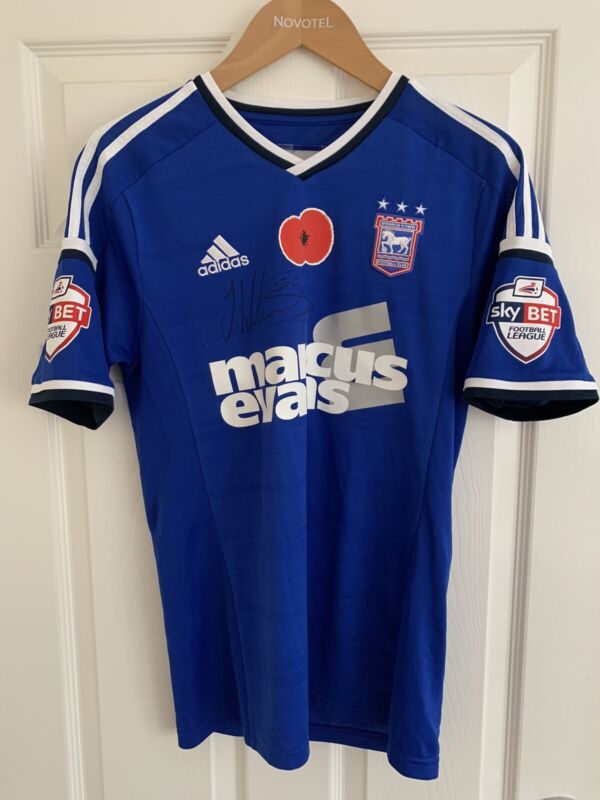 Matchworn And Signed Ipswich Town Poppy Shirt Williams 2014/15 for sale on Ebay