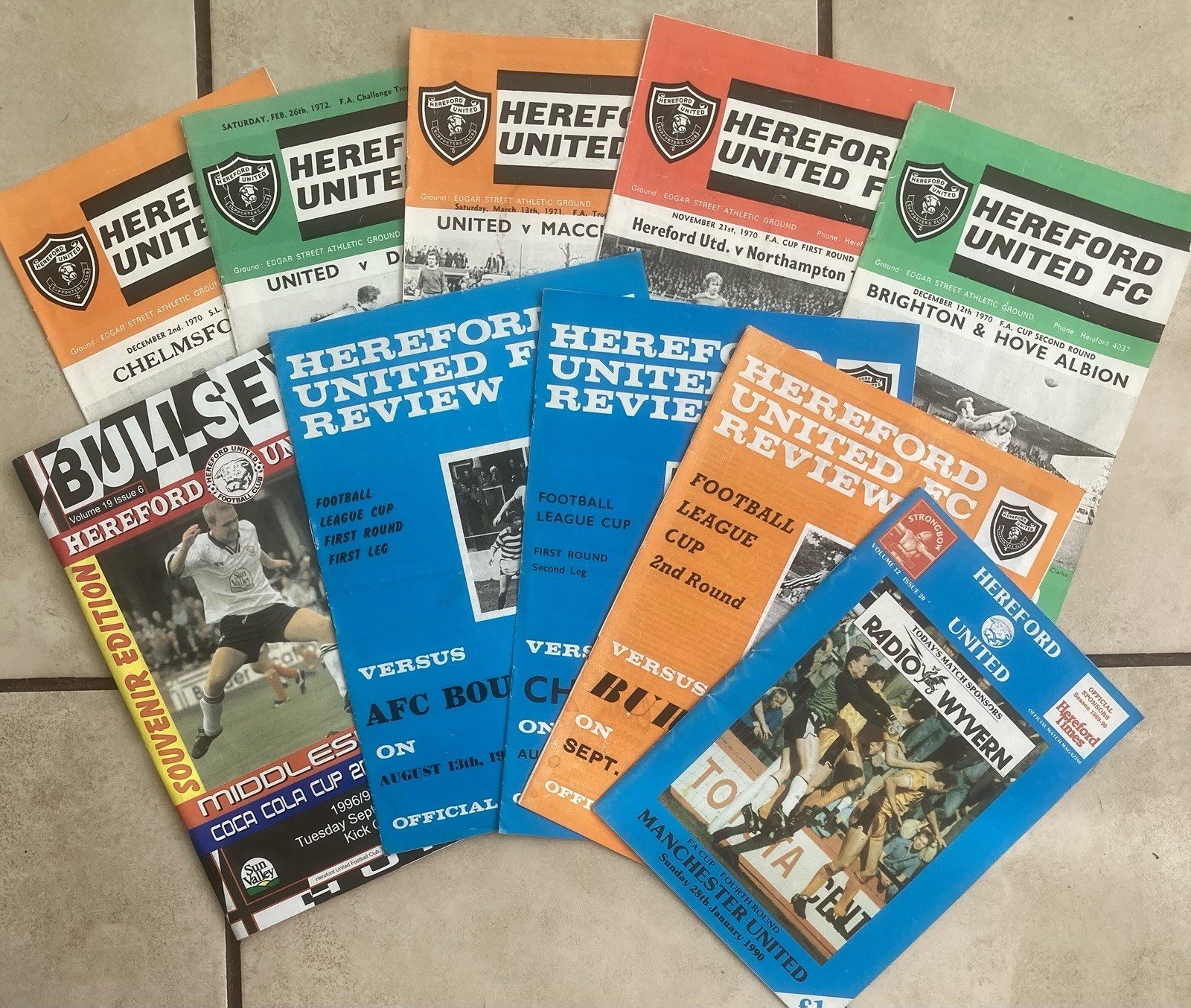 10 Hereford Utd Cup ties Bundle inc. Man Utd, Middlesbrough & AFC Bournemouth  for sale on Ebay