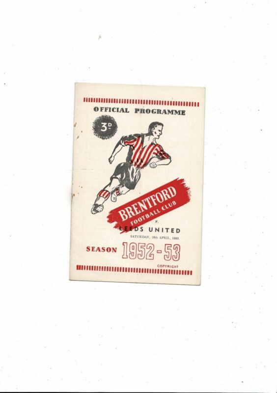 1952/53 Brentford v Leeds United Football Programme April 18th for sale on Ebay
