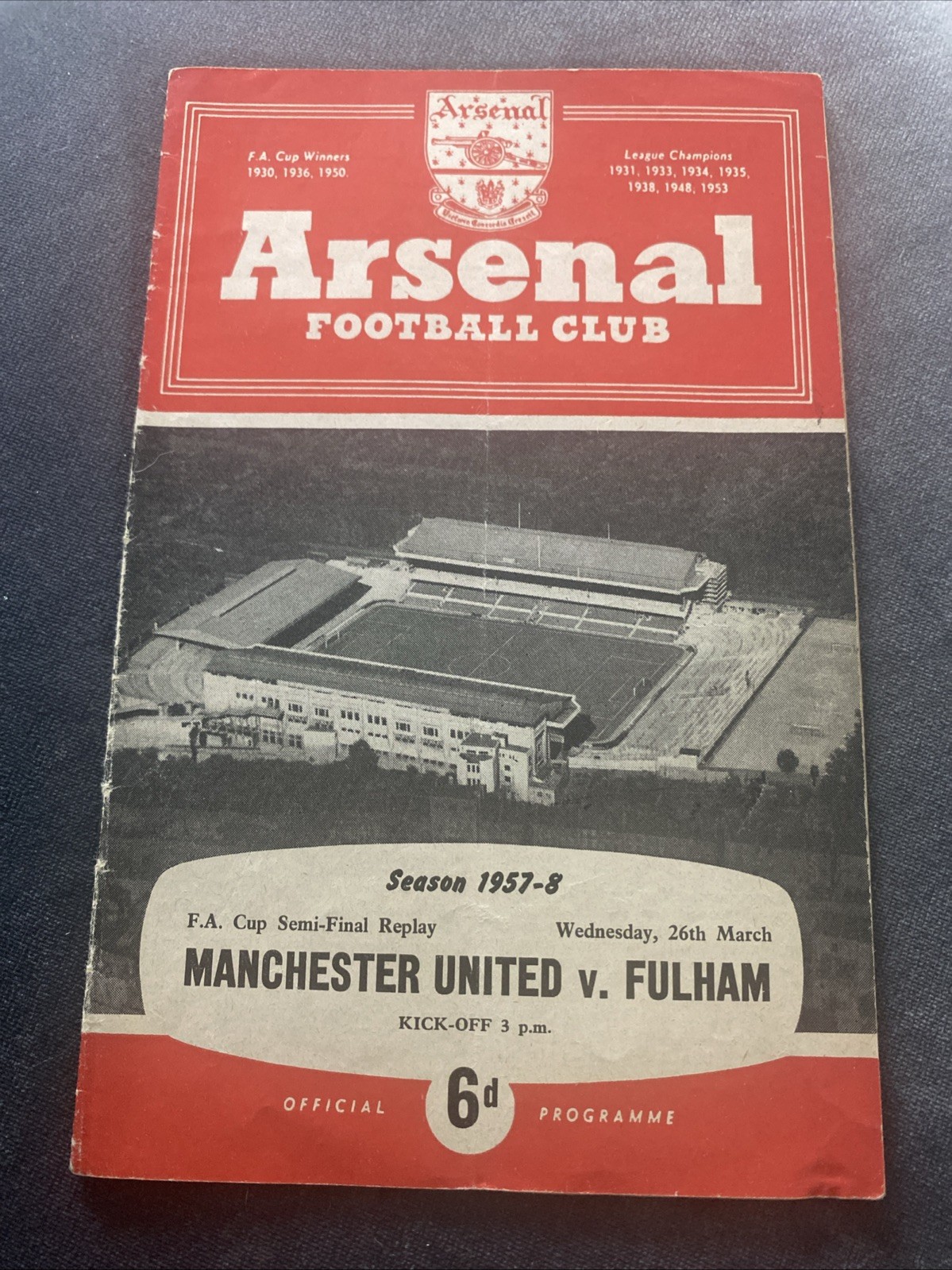 Manchester United Fulham FA Cup Semi Final Replay Football Programme 57/58 for sale on Ebay
