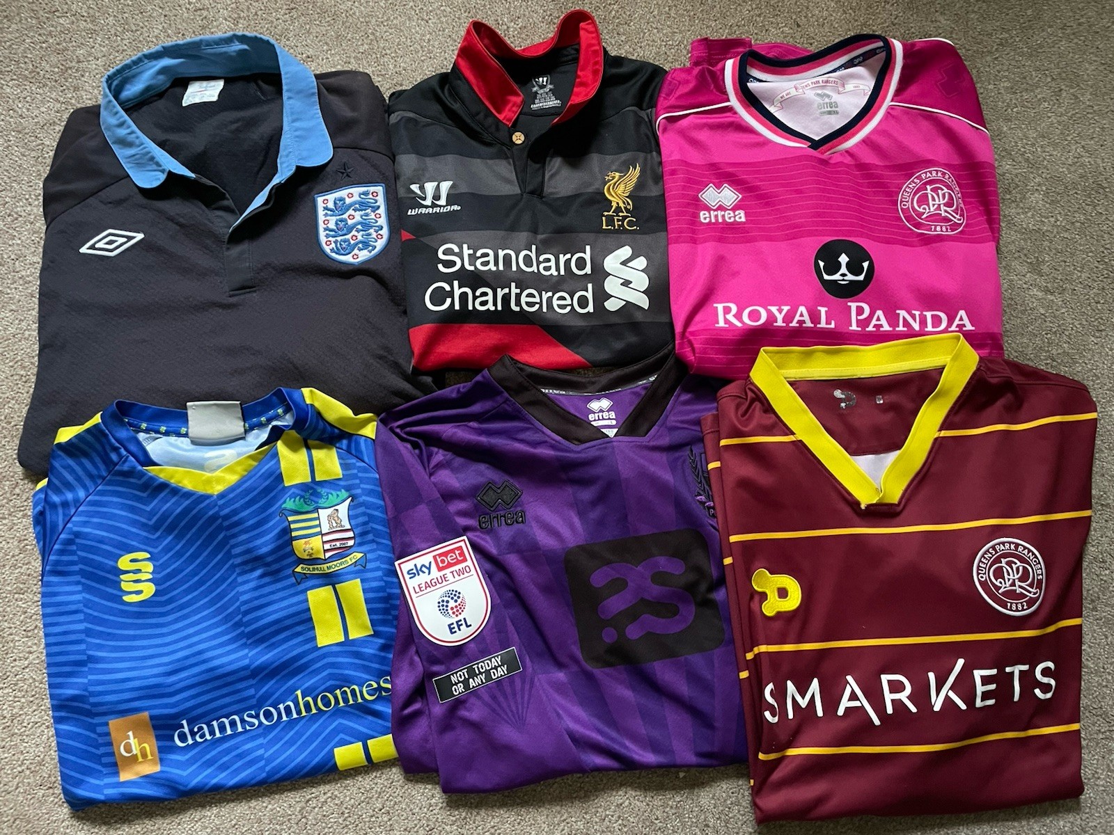 Football Shirt Bundle Job Lot Match Worn 6 Shirts Adult Official Liverpool QPR for sale on Ebay