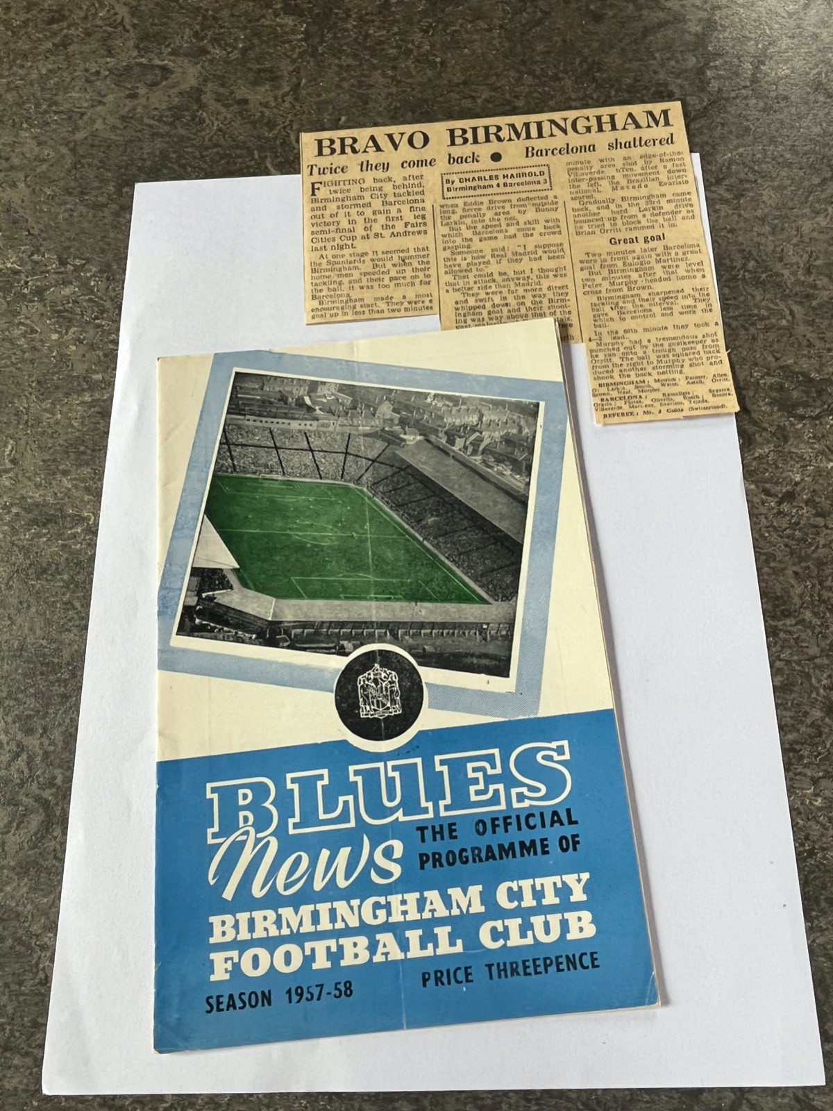 Birmingham City v Barcelona Fairs Cup 1957/8 football programme for sale on Ebay