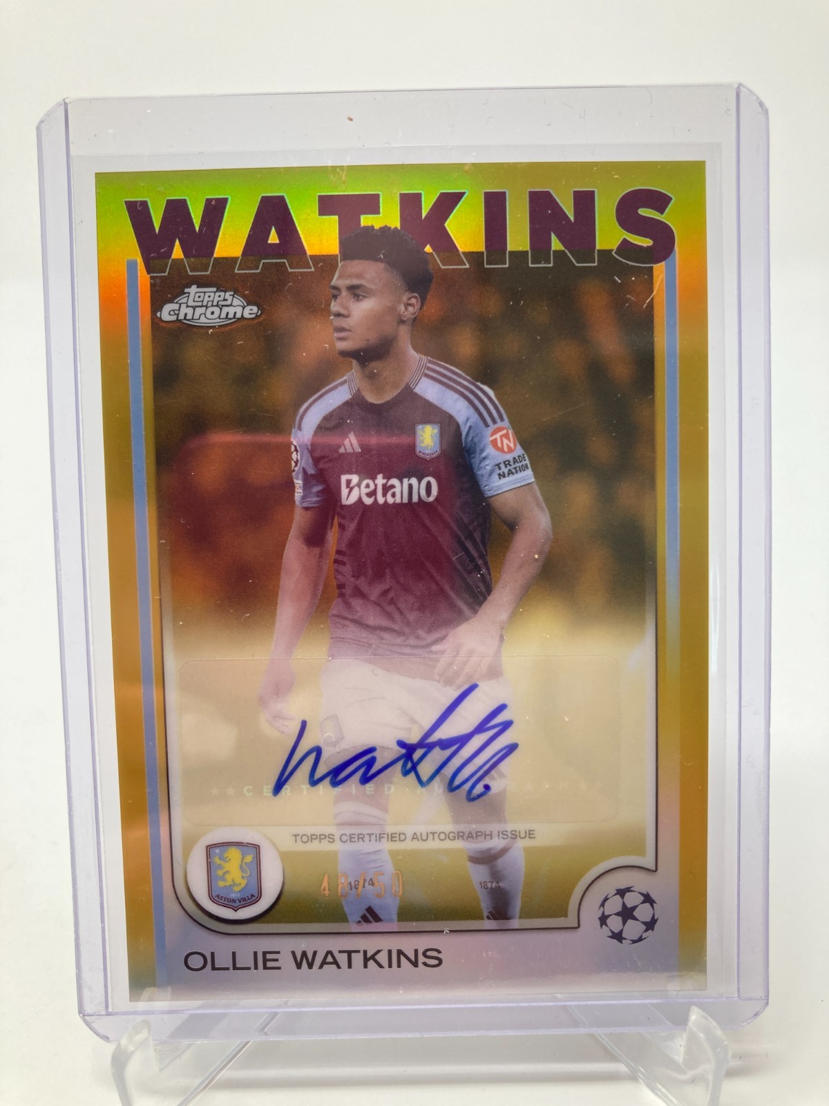 TOPPS CHROME  24/25 OLLIE WATKINS ASTON VILLA AUTO 48/50. for sale on Ebay