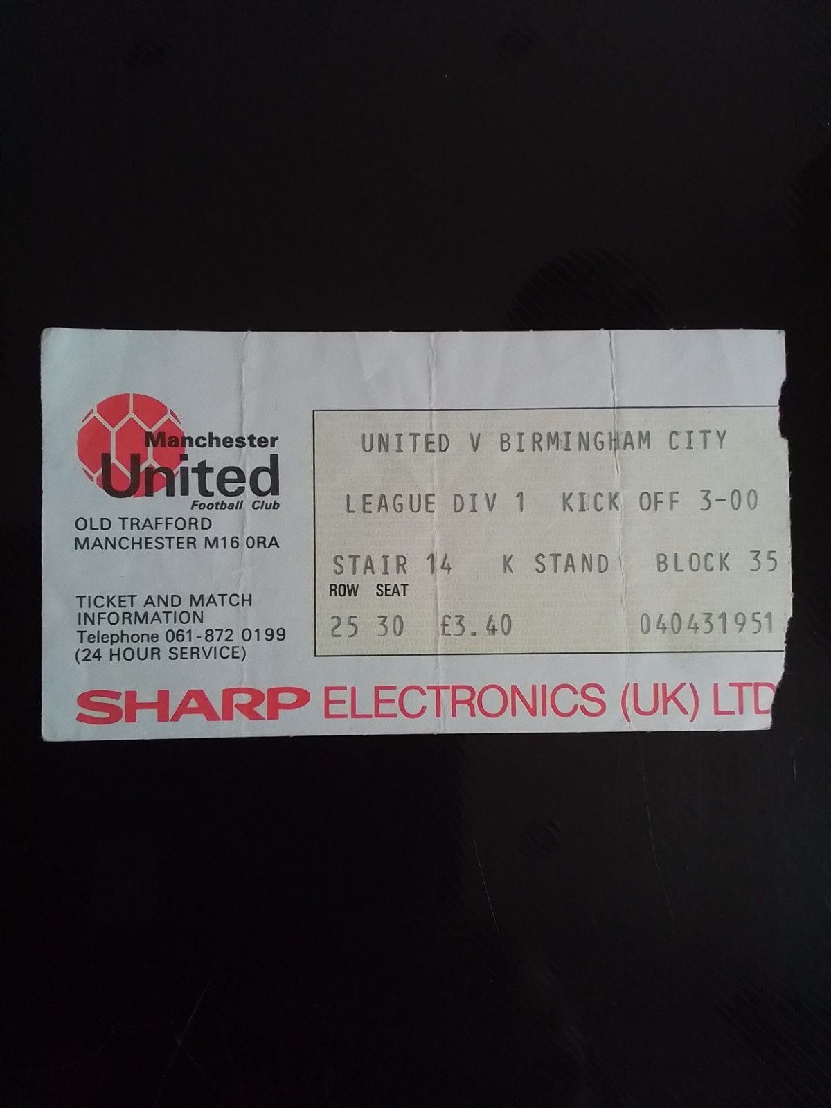 Manchester United v Birmingham City Division One 1983/4 for sale on Ebay