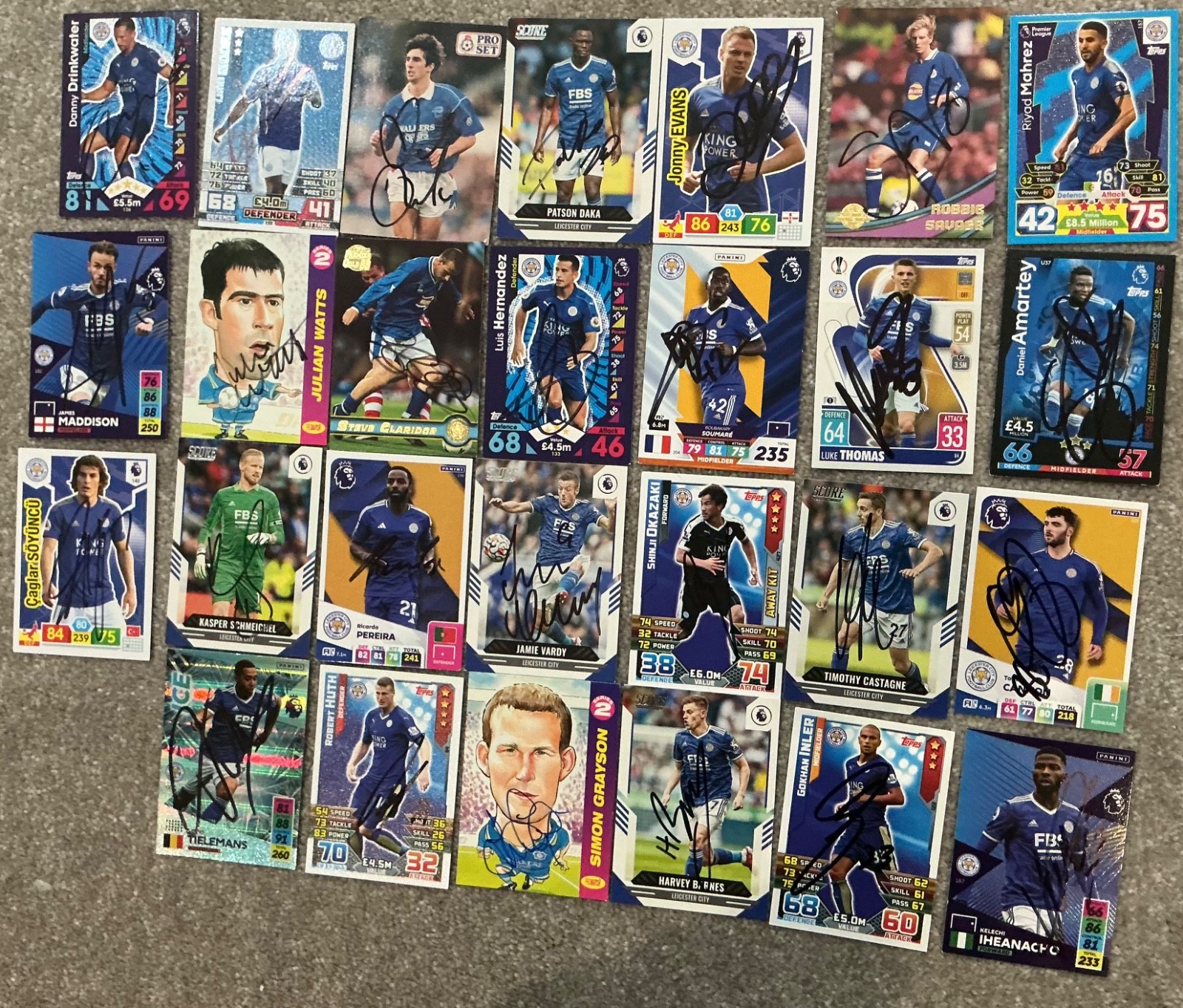 LEICESTER CITY COLLECTION OF 42 HAND SIGNED FOOTBALL TRADING CARDS, P for sale on Ebay