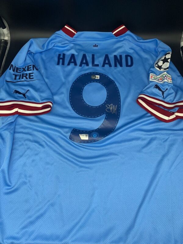 ERLING HAALAND SIGNED 2022-23 MANCHESTER CITY HOME JERSEY KIT FANATICS COA AUTO for sale on Ebay