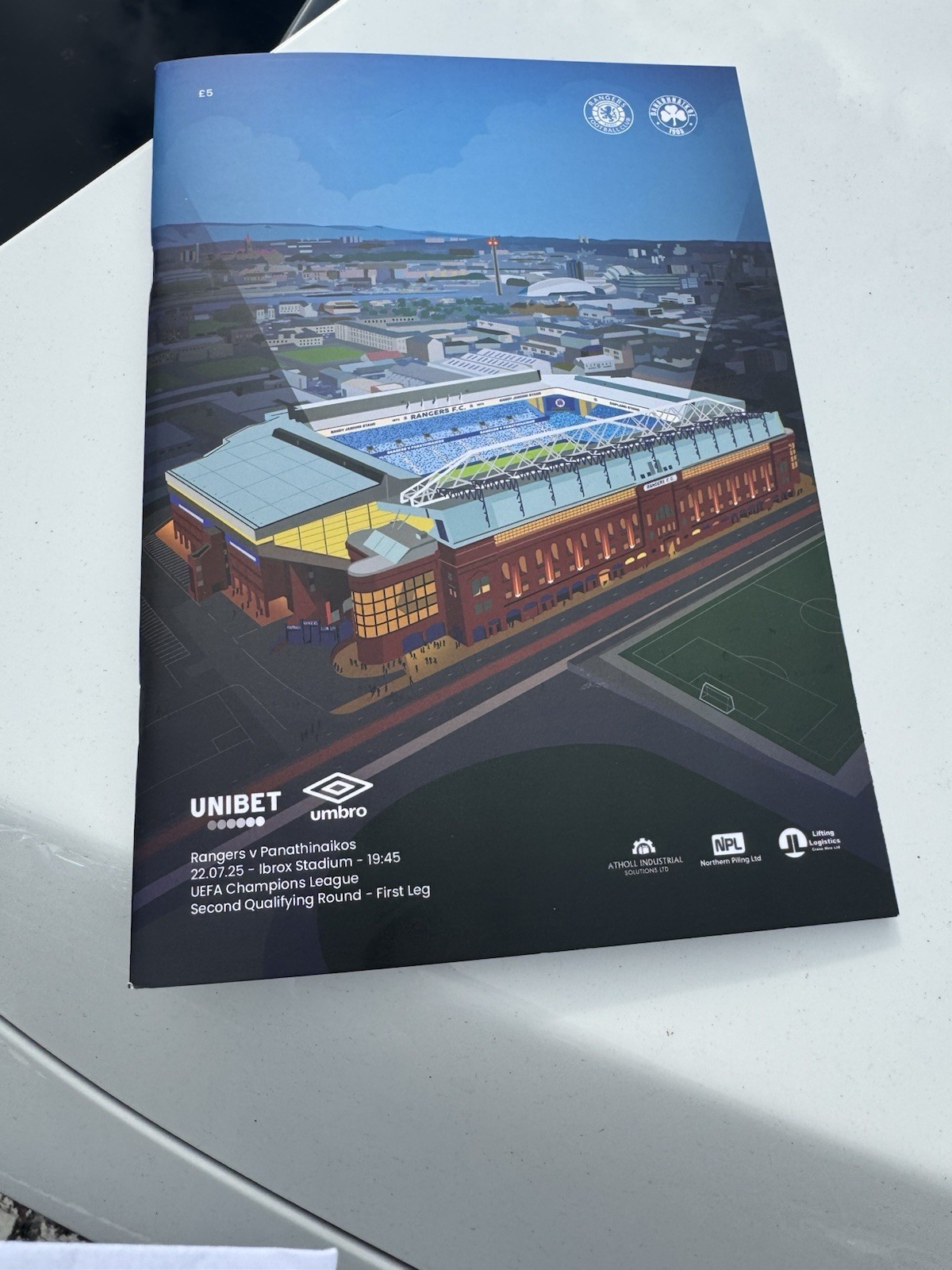 Rangers v Panathanaikos - 22/07/2025 - Official Match Programme - *SOLD OUT* for sale on Ebay
