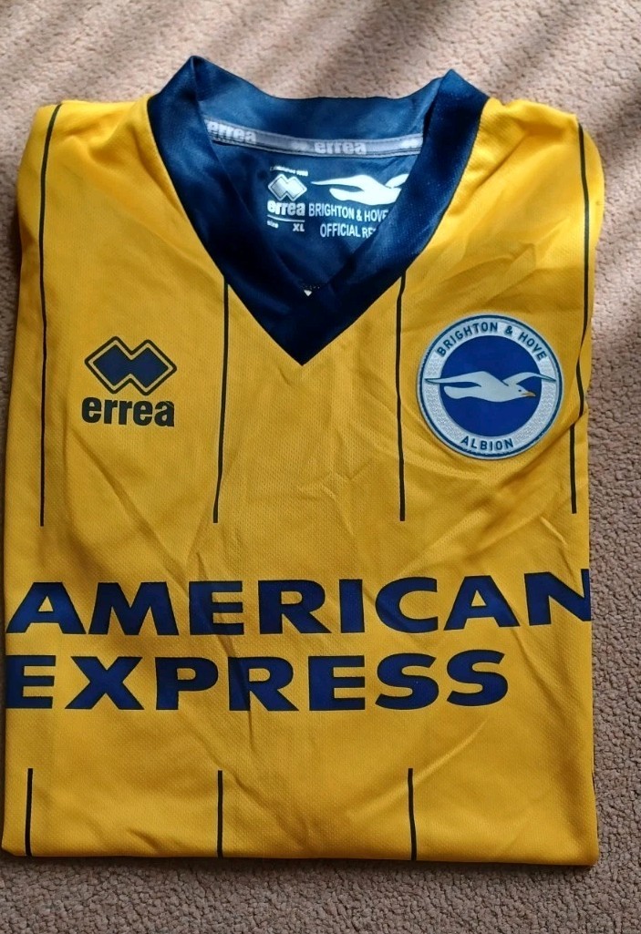 Men's Errea Brighton Hove Albion Away Football Shirt 2013-14 Size X Large for sale on Ebay