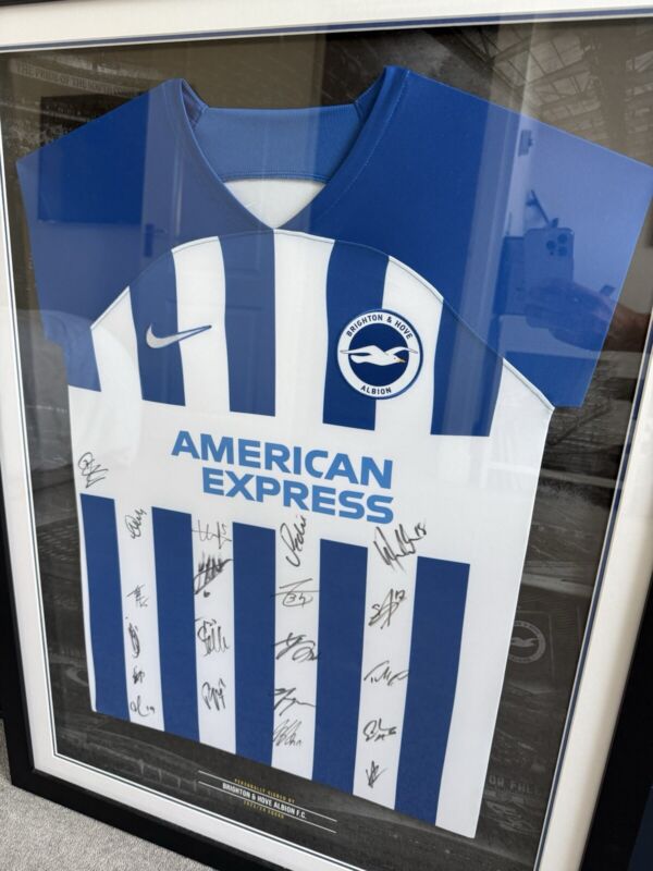 Signed and framed Brighton Football Shirt 2023/24 for sale on Ebay
