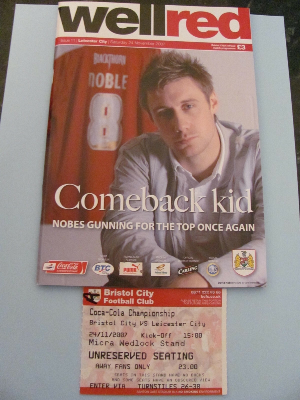 Bristol City V Leicester City 24.11.07 Programme & ticket in good condition for sale on Ebay